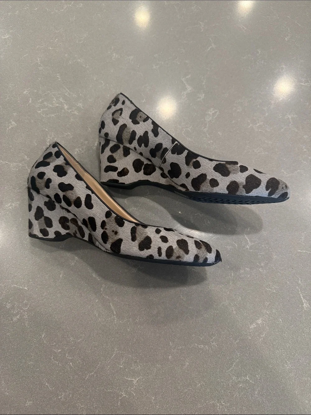 Cole Haan Leopard-Print Low Wedge Pumps - Gray & Black